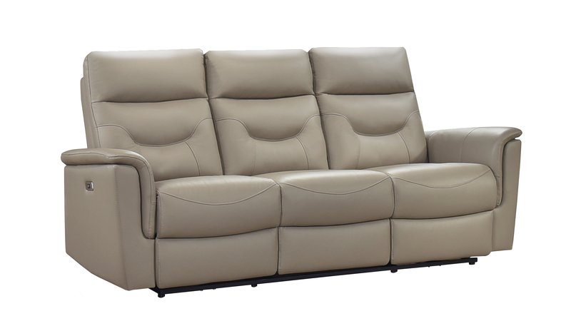 Anglesey Black Leather Power Reclining Sofa / Loveseat / Chair - Power Reclining Sofa Angle Closed Nobg