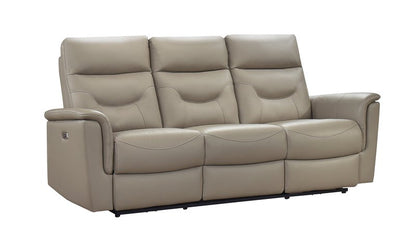 Anglesey Black Leather Power Reclining Sofa / Loveseat / Chair - Power Reclining Sofa Angle Closed Nobg