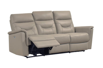 Anglesey Black Leather Power Reclining Sofa / Loveseat / Chair - Power Reclining Sofa Angle Open Nobg