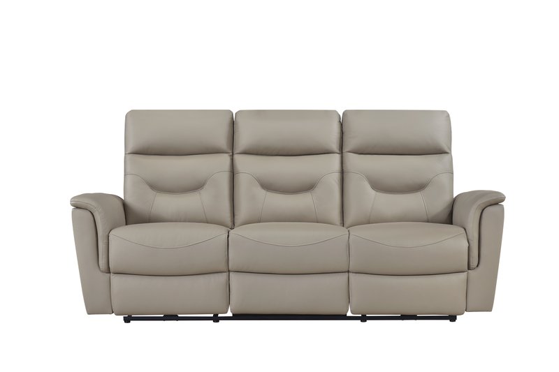 Anglesey Black Leather Power Reclining Sofa / Loveseat / Chair - Power Reclining Sofa Front Closed Nobg