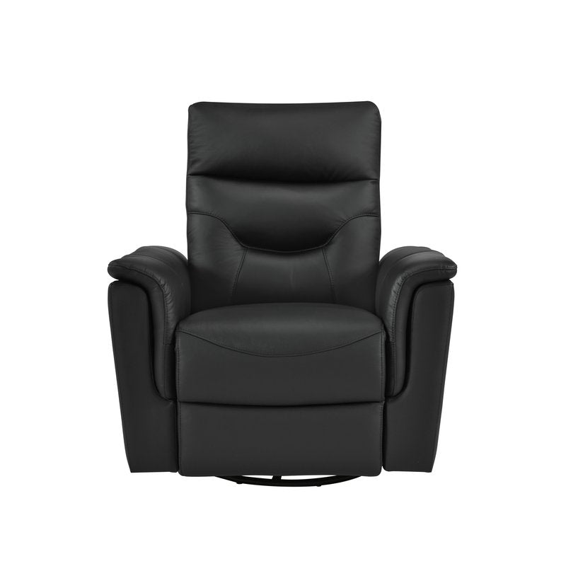 Anglesey Black Leather Power Reclining Sofa / Loveseat / Chair - Power Swivel Glider Recliner Front Closed Nobg