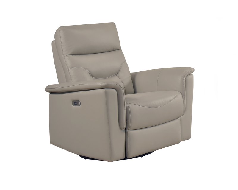Anglesey Black Leather Power Reclining Sofa / Loveseat / Chair - Power Swiveling Glider Recliner Angle Closed Nobg