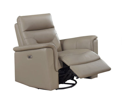 Anglesey Black Leather Power Reclining Sofa / Loveseat / Chair - Power Swiveling Glider Recliner Angle Open Nobg