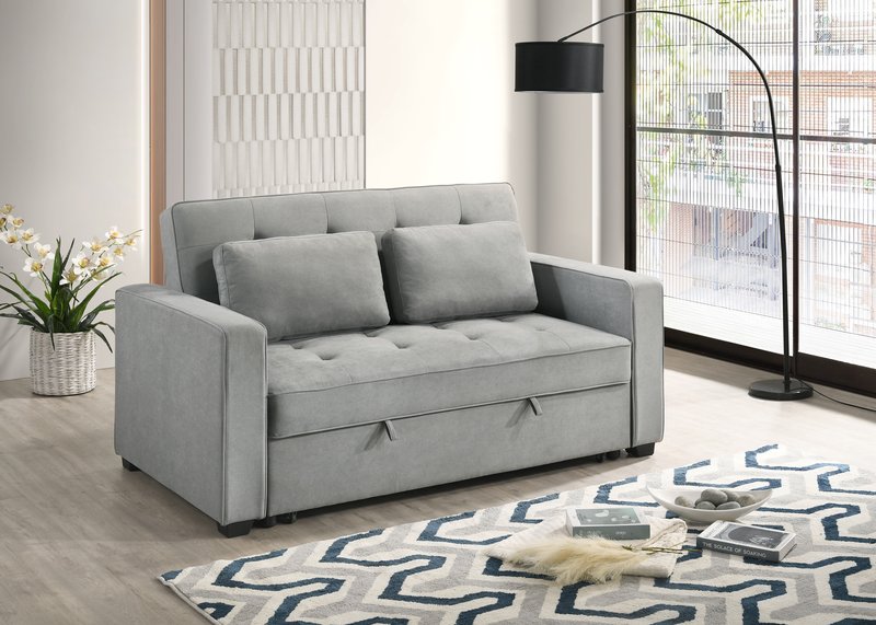 Wodehouse Light Gray Sofa Bed with 2 Pillows - Sofa Bed Closed Lifestyle