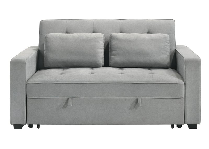 Wodehouse Light Gray Sofa Bed with 2 Pillows - Sofa Bed Front Closed Nobg