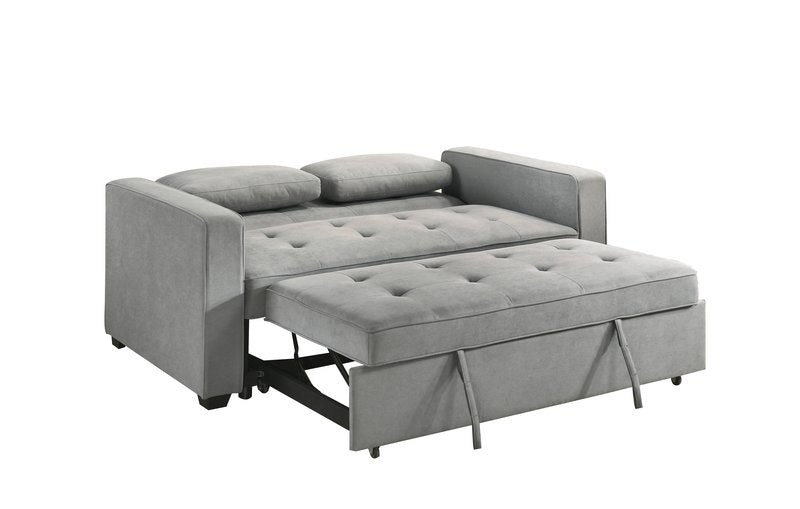 Wodehouse Light Gray Sofa Bed with 2 Pillows - Sofa Bed Fully Open Nobg