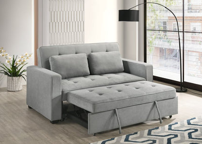 Wodehouse Light Gray Sofa Bed with 2 Pillows - Sofa Bed Partially Open Lifestyle