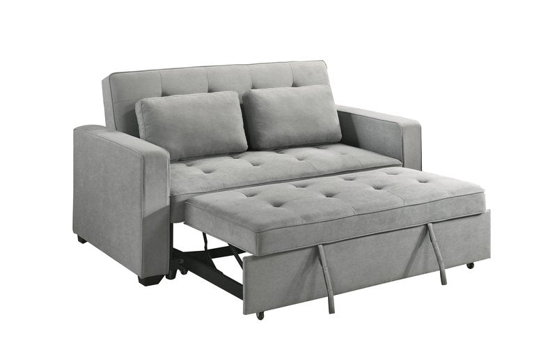 Wodehouse Light Gray Sofa Bed with 2 Pillows - Sofa Bed Partially Open Nobg