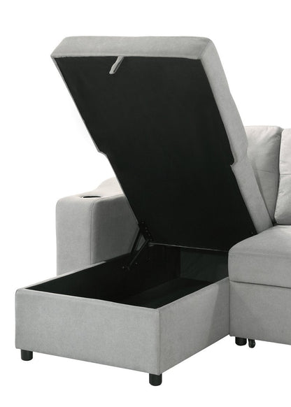 Decker 2-Piece Light Gray Sleeper Sectional with Reversible Storage Chaise - 2Pc Reversible Sectional With Pullout Sleeper Lhf Storage Chaise Chaise Detail Nobg
