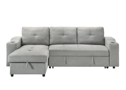 Decker 2-Piece Light Gray Sleeper Sectional with Reversible Storage Chaise - 2Pc Reversible Sectional With Pullout Sleeper Lhf Storage Chaise Front Closed Nobg
