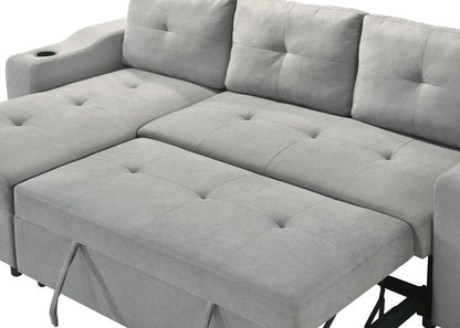 Decker 2-Piece Light Gray Sleeper Sectional with Reversible Storage Chaise - 2Pc Reversible Sectional With Pullout Sleeper Lhf Storage Chaise Sleeper Detail Nobg