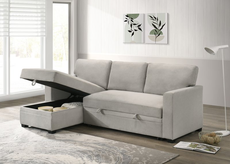 99073 Sectional (Not in original product list PDF) - 2Pc Reversible Sofa Sectional With Pullout Sleeper Lhf Storage Chaise Chaise Open Lifestyle