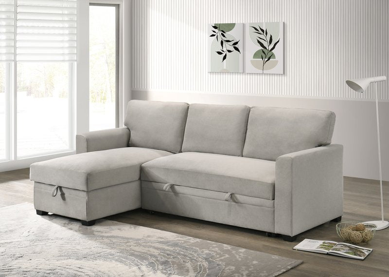 99073 Sectional (Not in original product list PDF) - 2Pc Reversible Sofa Sectional With Pullout Sleeper Lhf Storage Chaise Closed Lifestyle