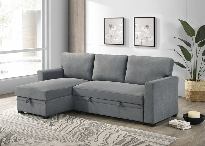 99073 Sectional (Not in original product list PDF) - 2Pc Reversible Sofa Sectional With Pullout Sleeper Lhf Storage Chaise Closed Lifestyle