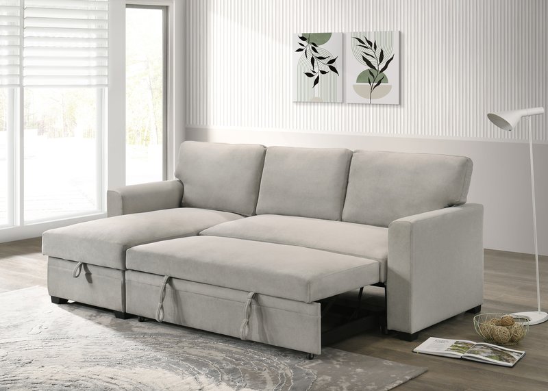 99073 Sectional (Not in original product list PDF) - 2Pc Reversible Sofa Sectional With Pullout Sleeper Lhf Storage Chaise Sleeper Open Lifestyle