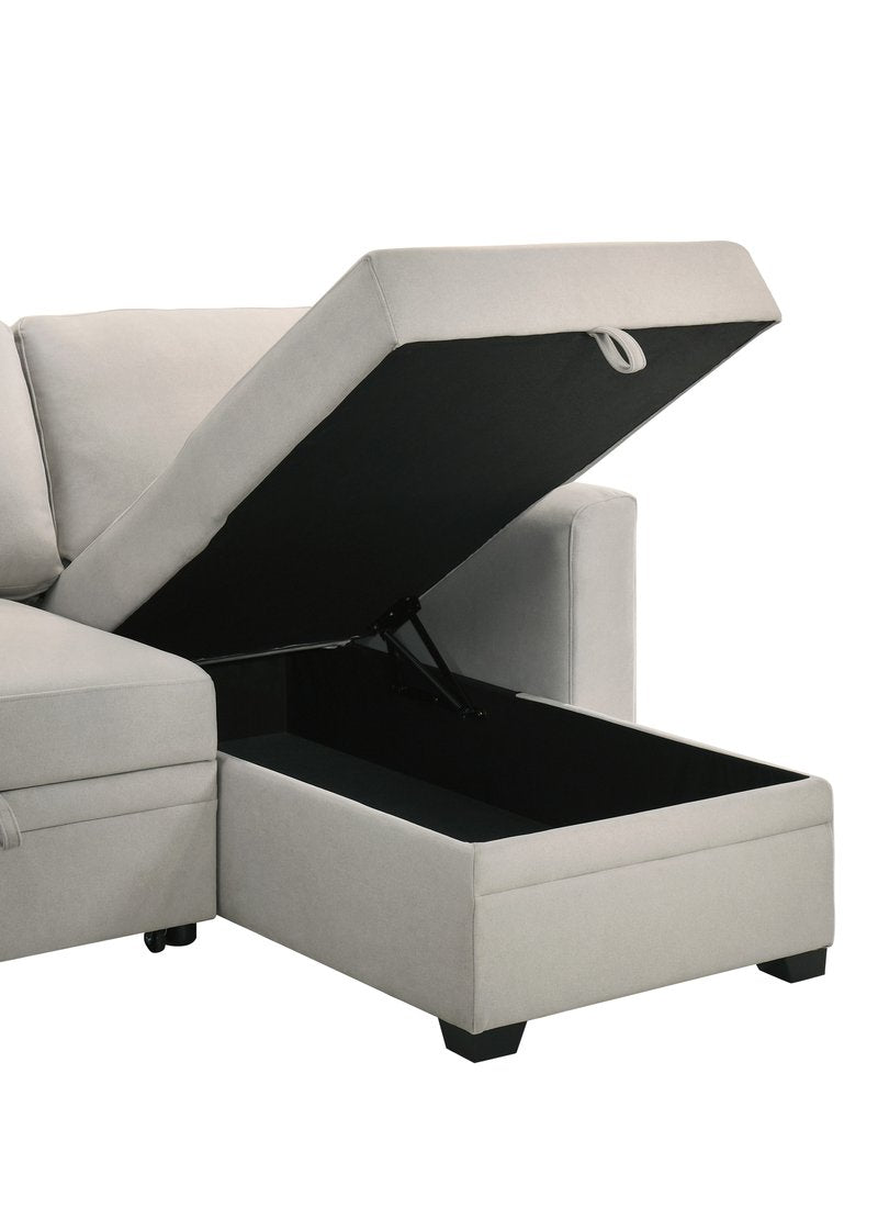 99073 Sectional (Not in original product list PDF) - 2Pc Reversible Sofa Sectional With Pullout Sleeper Rhf Storage Chaise Chaise Detail Nobg