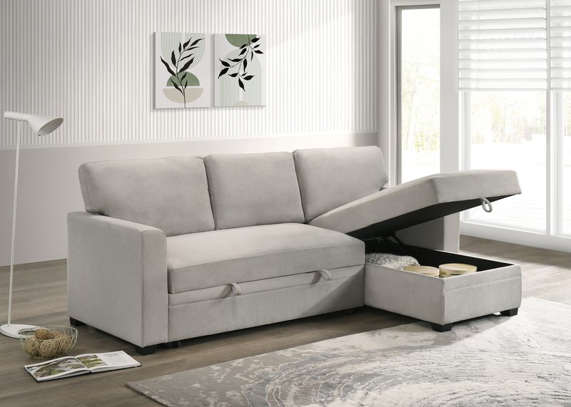 99073 Sectional (Not in original product list PDF) - 2Pc Reversible Sofa Sectional With Pullout Sleeper Rhf Storage Chaise Chaise Open Lifestyle