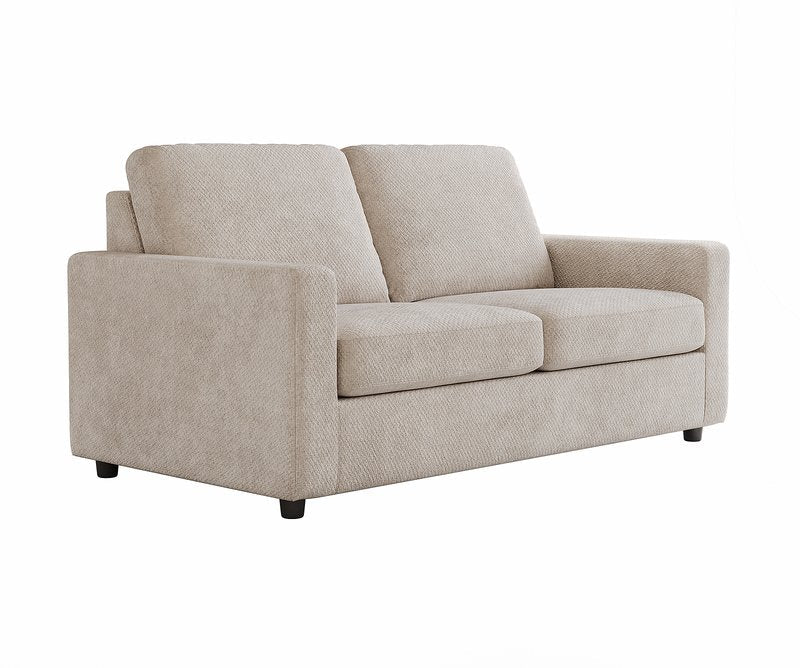 Dockson Beige Chenille Sofa Bed with 4-Inch Foam Mattress - Sofa Bed Angle Closed Nobg