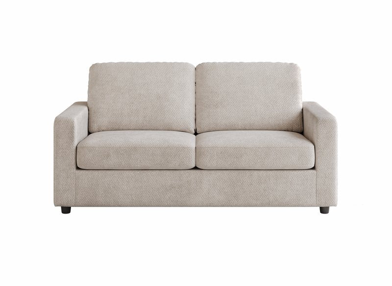 Dockson Beige Chenille Sofa Bed with 4-Inch Foam Mattress - Sofa Bed Front Closed Nobg