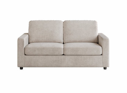 Dockson Beige Chenille Sofa Bed with 4-Inch Foam Mattress - Sofa Bed Front Closed Nobg